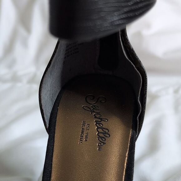 Seychelles size 8 Black Rhinestone Open Toe Heels with Ankle Strap - Picture 5 of 14